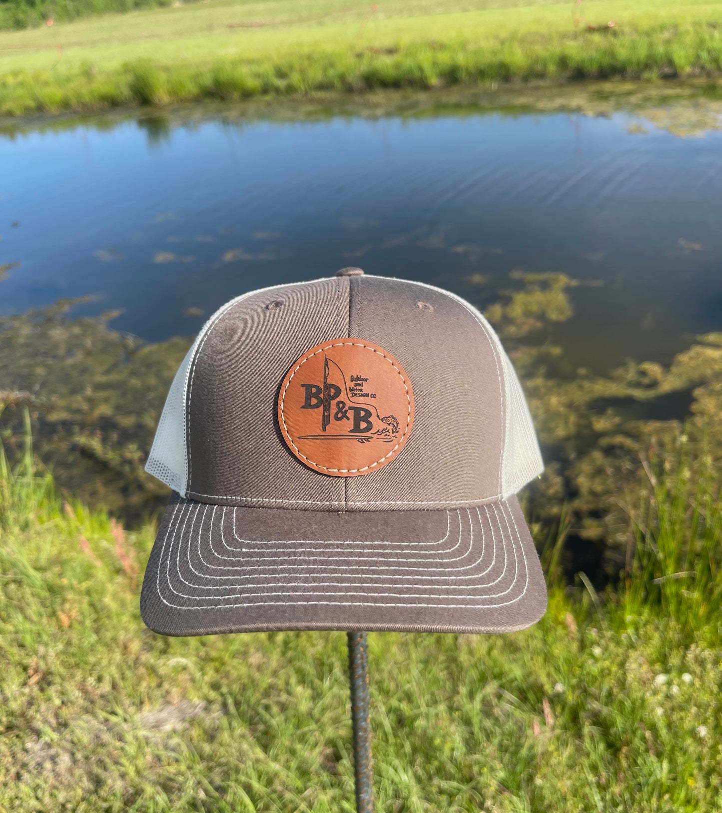 BP & B Richardson Leather Logo Hat Brown