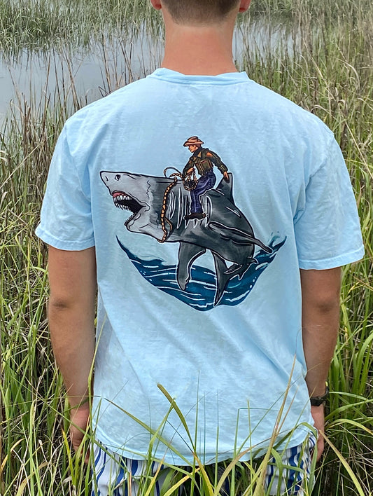 Bull Shark Riding Cowboy T-Shirt