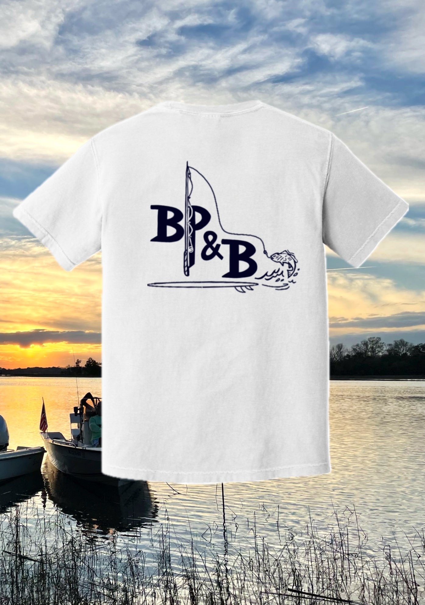 Bp&B White and Navy Logo T-Shirt